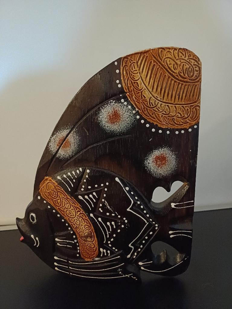 Leuke handgemaakte houten decoratieve vis, Huis en Inrichting, Woonaccessoires | Overige, Ophalen of Verzenden, Zo goed als nieuw