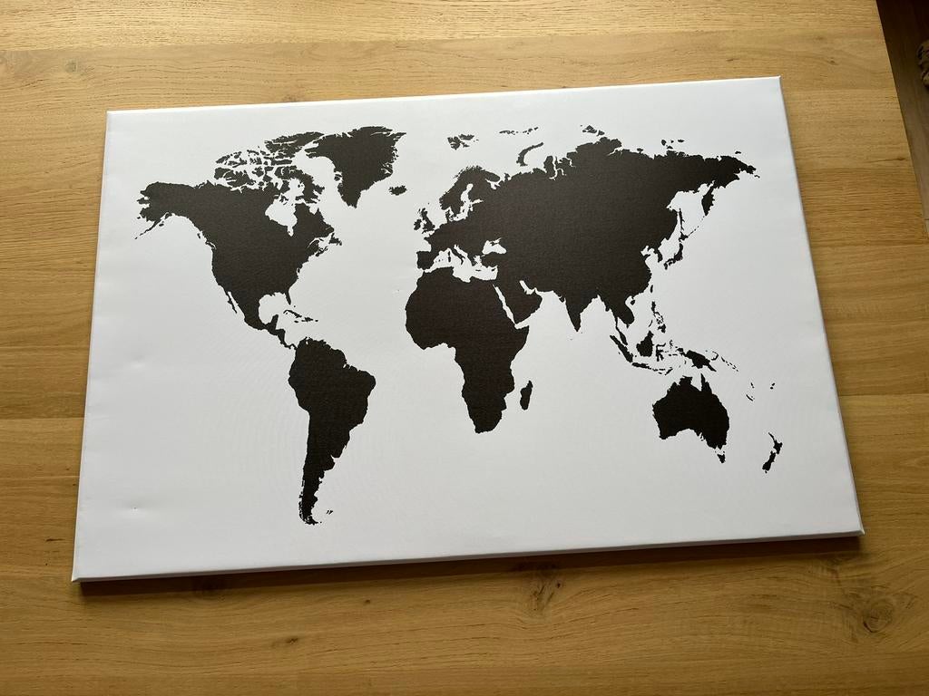 Wereldkaart kurk prikbord wanddecoratie (90x60 cm), Ophalen, Zo goed als nieuw