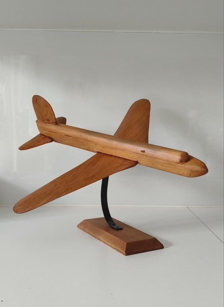 Vintage Houten Modelvliegtuig uit de jaren '60 - Decoratief, Hobby en Vrije tijd, Modelbouw | Vliegtuigen en Helikopters, Ophalen of Verzenden