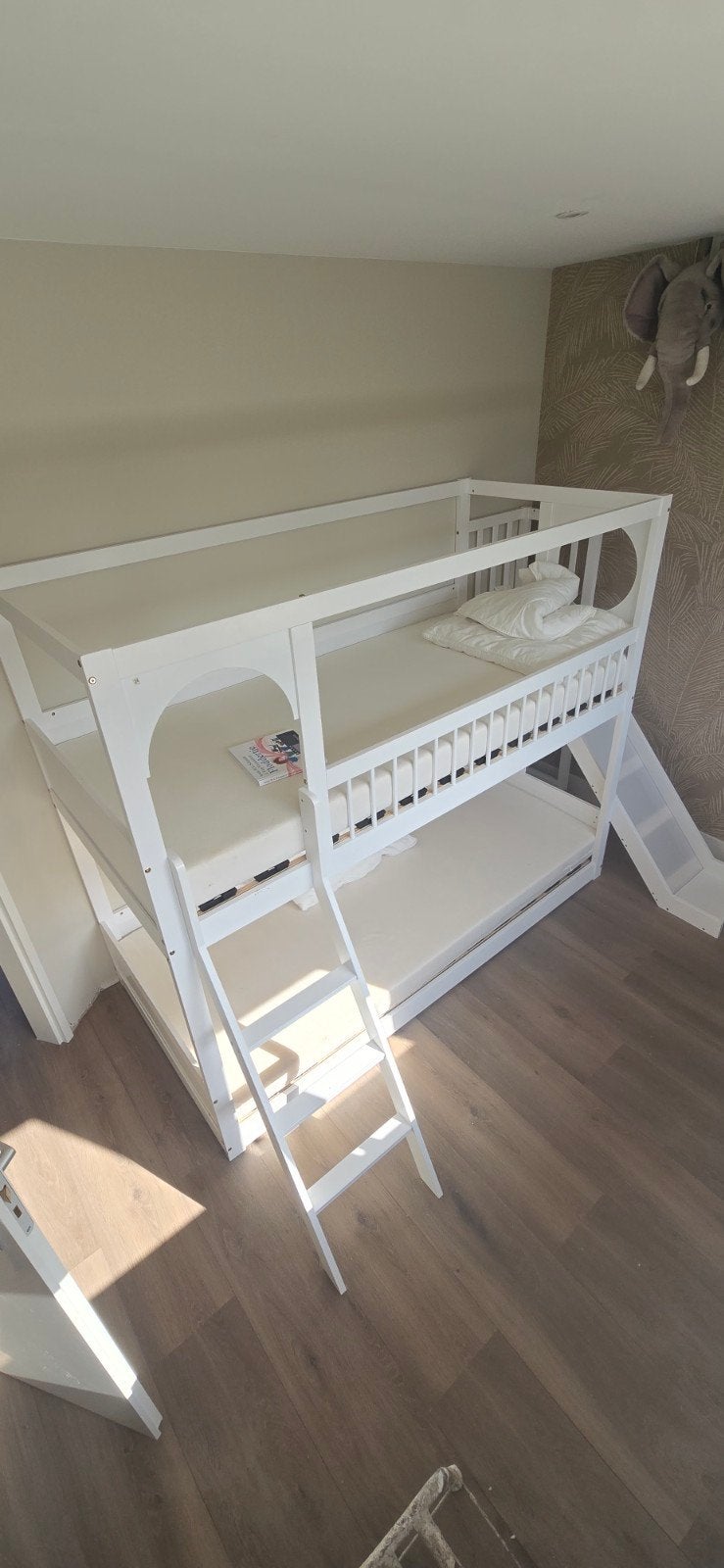 Wit stapelbed met glijbaan, Huis en Inrichting, Ophalen, 90 cm, 160 tot 180 cm, Tweepersoons