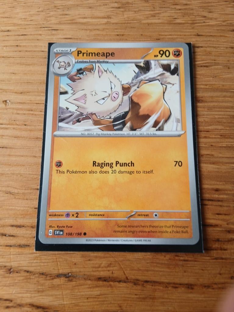Primeape Pokémon Kaart - SV1M 108/198, Ophalen of Verzenden, Zo goed als nieuw, Losse kaart