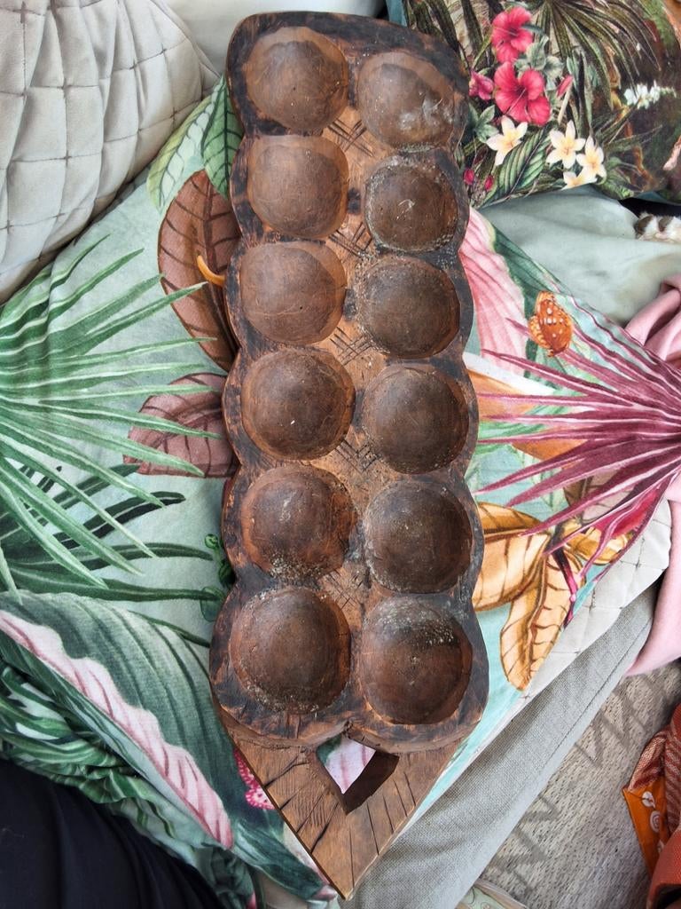 Mancala spelbord van hout orgineel afrika, Ophalen of Verzenden
