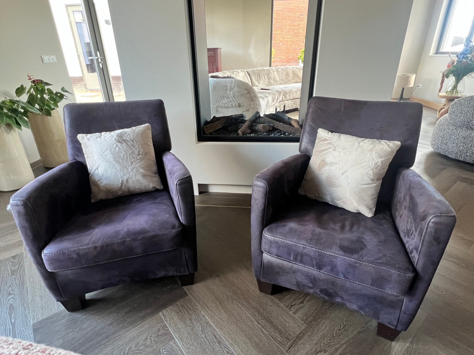 2 fauteuils zgan antraciet, Ophalen, Zo goed als nieuw, Minder dan 75 cm, 50 tot 75 cm
