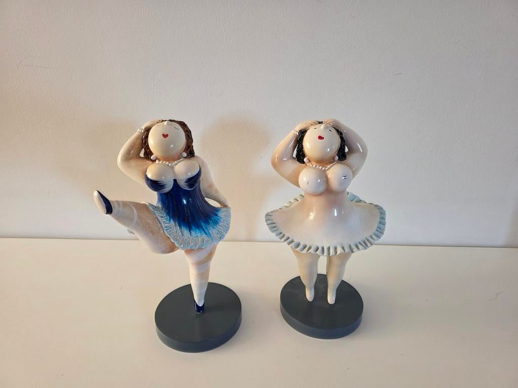 Set van 2 vrolijke ballerina beelden, dikke dames, Ophalen of Verzenden