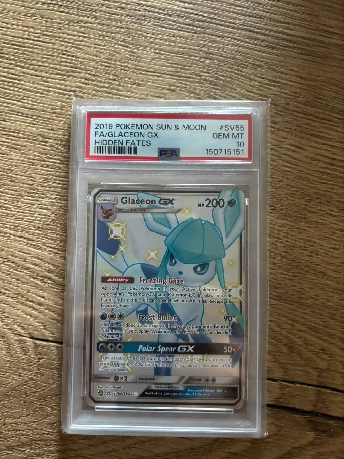 Glaceon GX SV55 – PSA 10 Gem Mint – Hidden Fates, Ophalen of Verzenden, Zo goed als nieuw