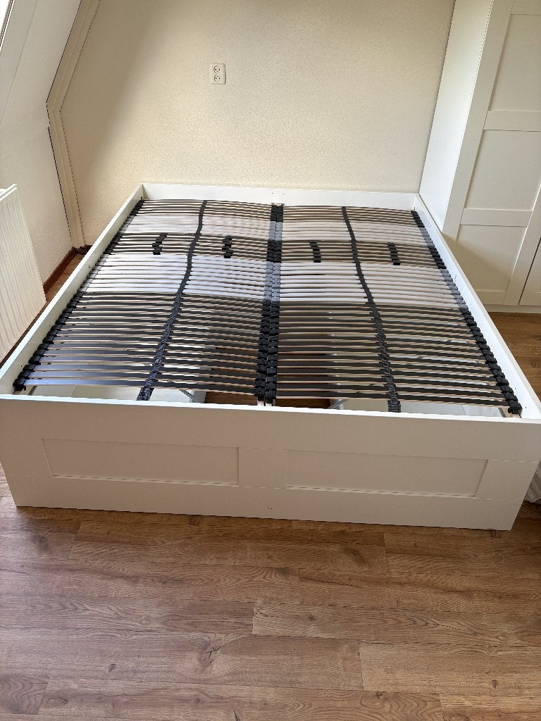 Brimnes bed 160x200 m, Ophalen, Gebruikt, Wit, Tweepersoons