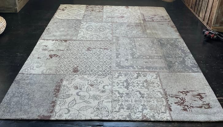 Vintage ‘patchwork’ vloerkleed, Gebruikt, 150 tot 200 cm, Vintage, 200 cm of meer
