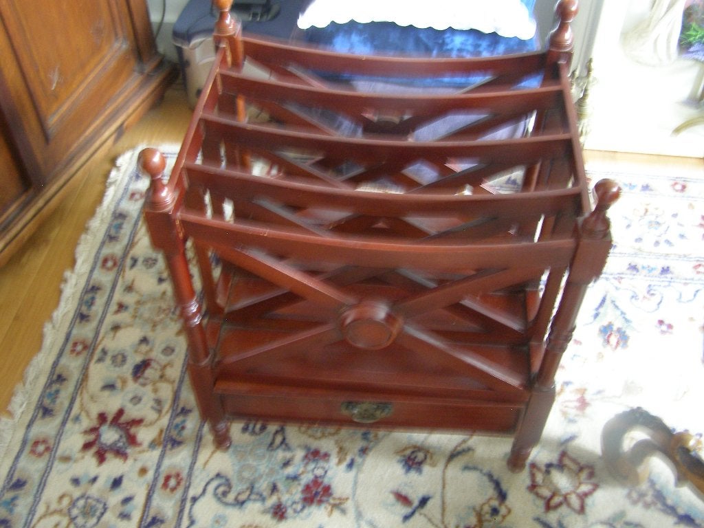 Stevige houten lectuurbak of canterbury Met lade 49x39x59cm, Ophalen, Gebruikt, Klassiek, Meerdere vakken