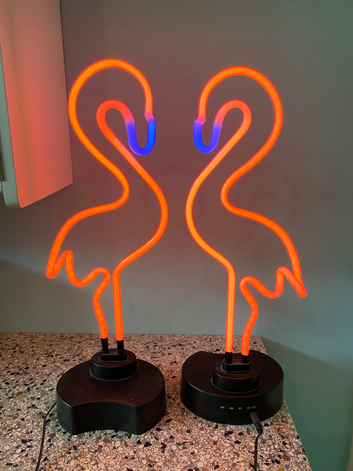 Neon lamp flamingo 2 stuks, Roze, Ophalen, Zo goed als nieuw