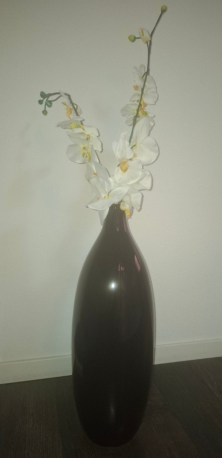 Hoge zwarte glanzende vaas, Ophalen, Overige kleuren, Inclusief decoratie, 60 cm