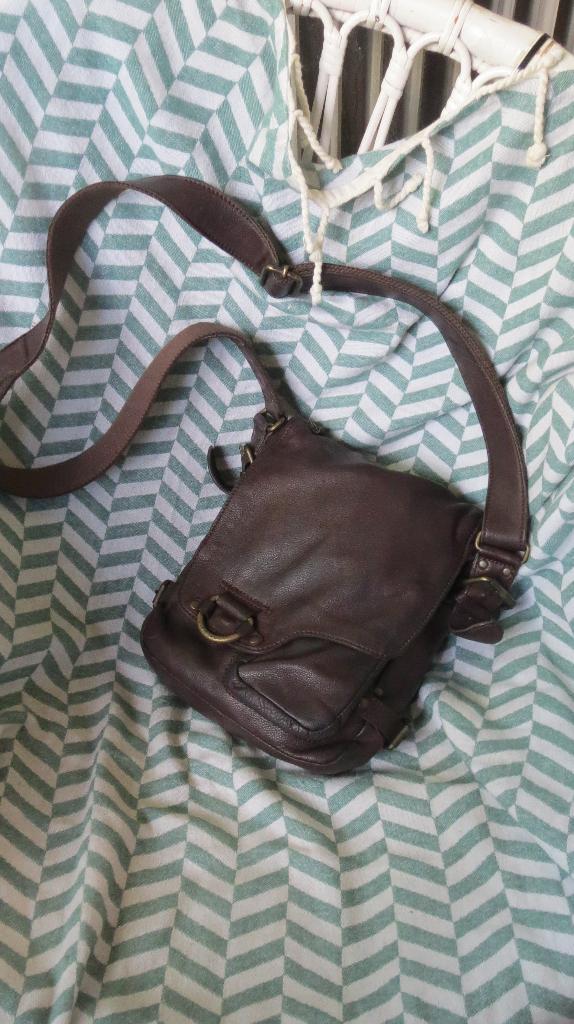 Aunts & Uncles leren tas, donkerbruin, veel vakjes, he/dames, Verzenden, Zo goed als nieuw, Bruin, Schoudertasje