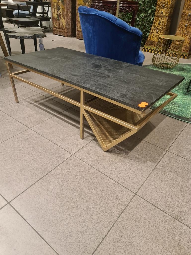 Nieuwe salontafel zwart mango brons onderstel lectuur €150, Ophalen, ., Nieuw, .