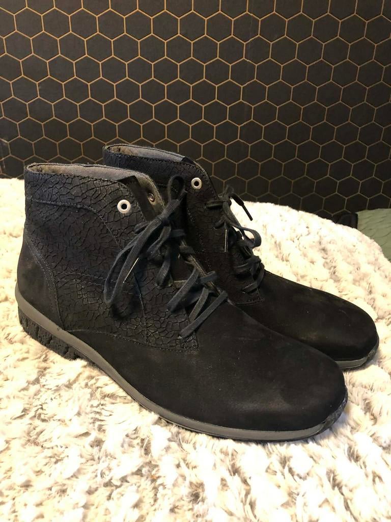 Zwarte leren schoenen met textuur Durea 41, Ophalen of Verzenden, Zo goed als nieuw, Zwart, Lage of Enkellaarzen