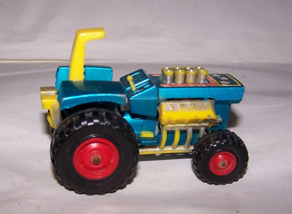 Vintage Matchbox Hot Rod ModTractor 1973- Blauw/Geel. Izgs., Ophalen of Verzenden, Zo goed als nieuw, Tractor of Landbouw, Matchbox