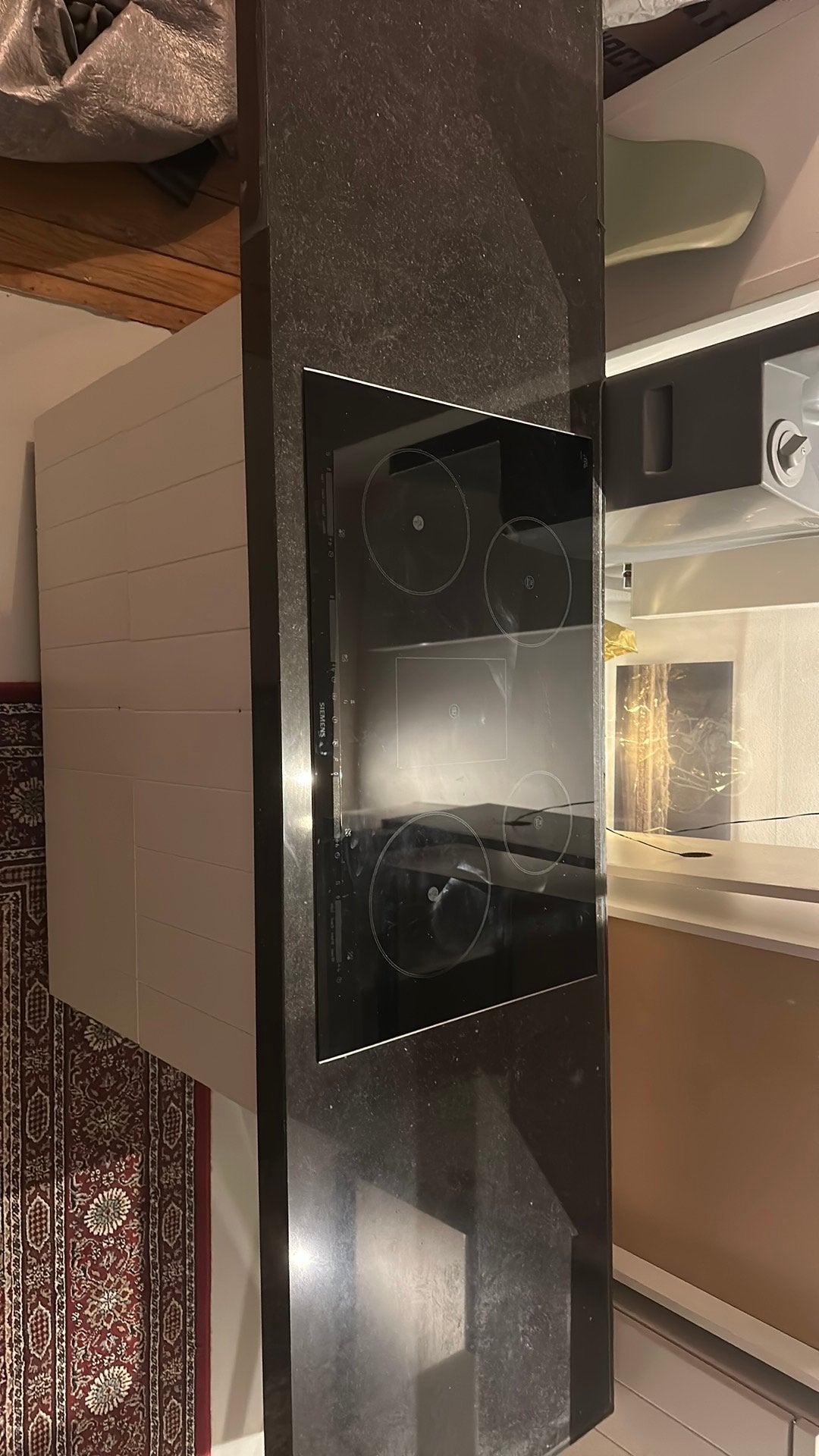 Siemens 5 pits inductiekookplaat met natuurstenen aanrecht, Ophalen, 4 kookzones, Zo goed als nieuw, Inbouw