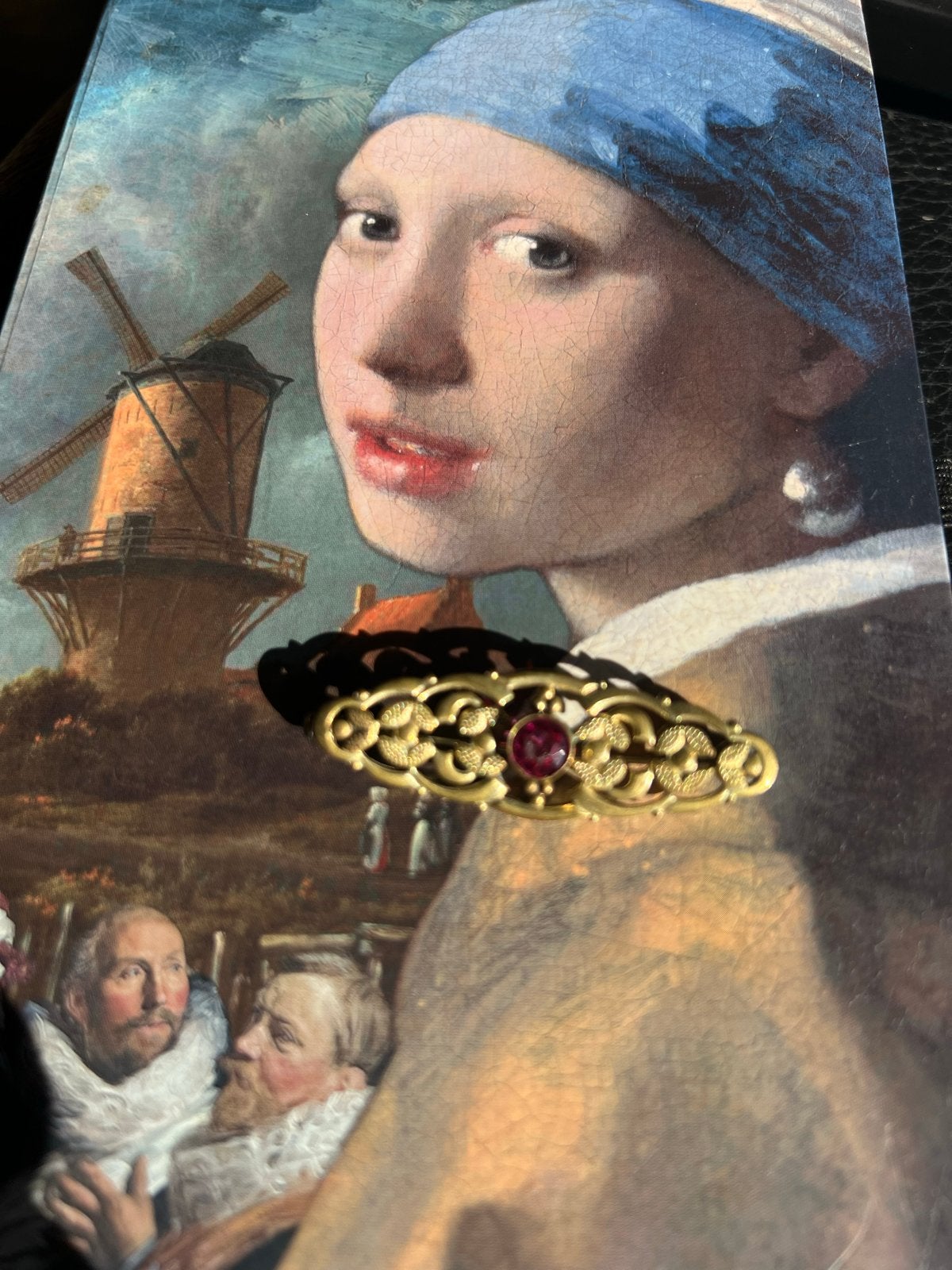 Antieke Art Nouveau Broche met Robijnrode Steen, Overige materialen, 4 tot 7 cm, Gebruikt, Ophalen of Verzenden
