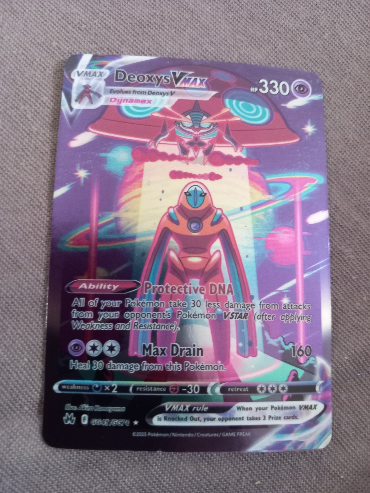 deoxys Vmax, Ophalen of Verzenden, Zo goed als nieuw, Losse kaart, Foil