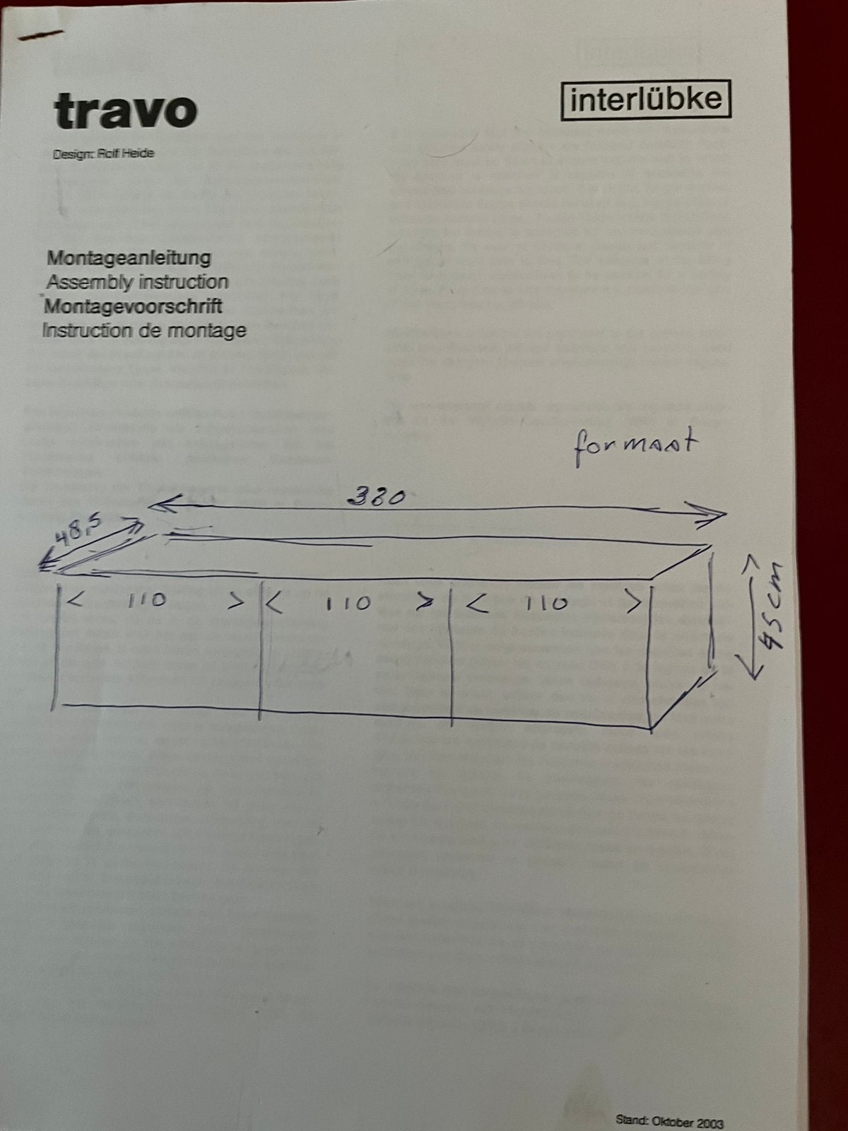 Interlübke dressoir in goede staat, Ophalen, Met plank(en), Zo goed als nieuw, 200 cm of meer