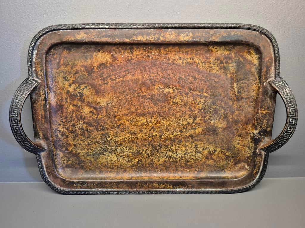 Fraai oud dienblad, Ophalen of Verzenden, Rechthoekig, Hout