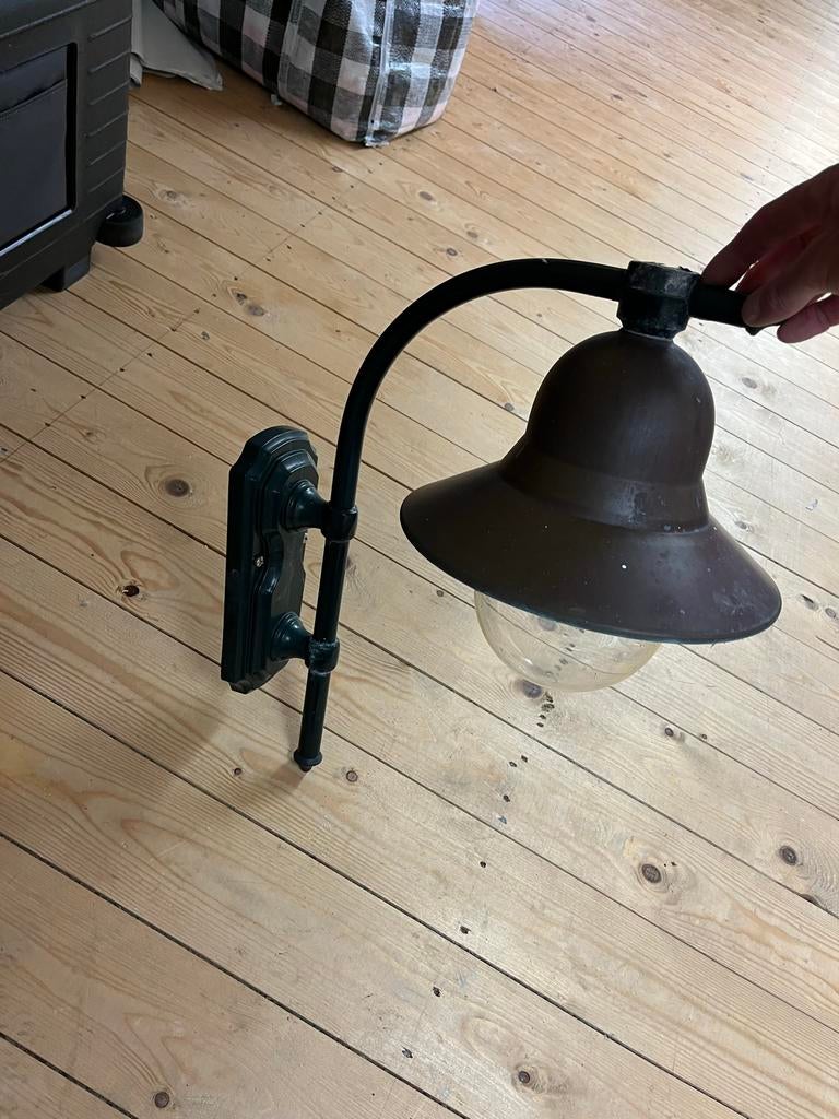 3x Buitenverlichting Stallamp Oud Groen Koperkap, Ophalen, Overige materialen, Gebruikt, Wandlamp