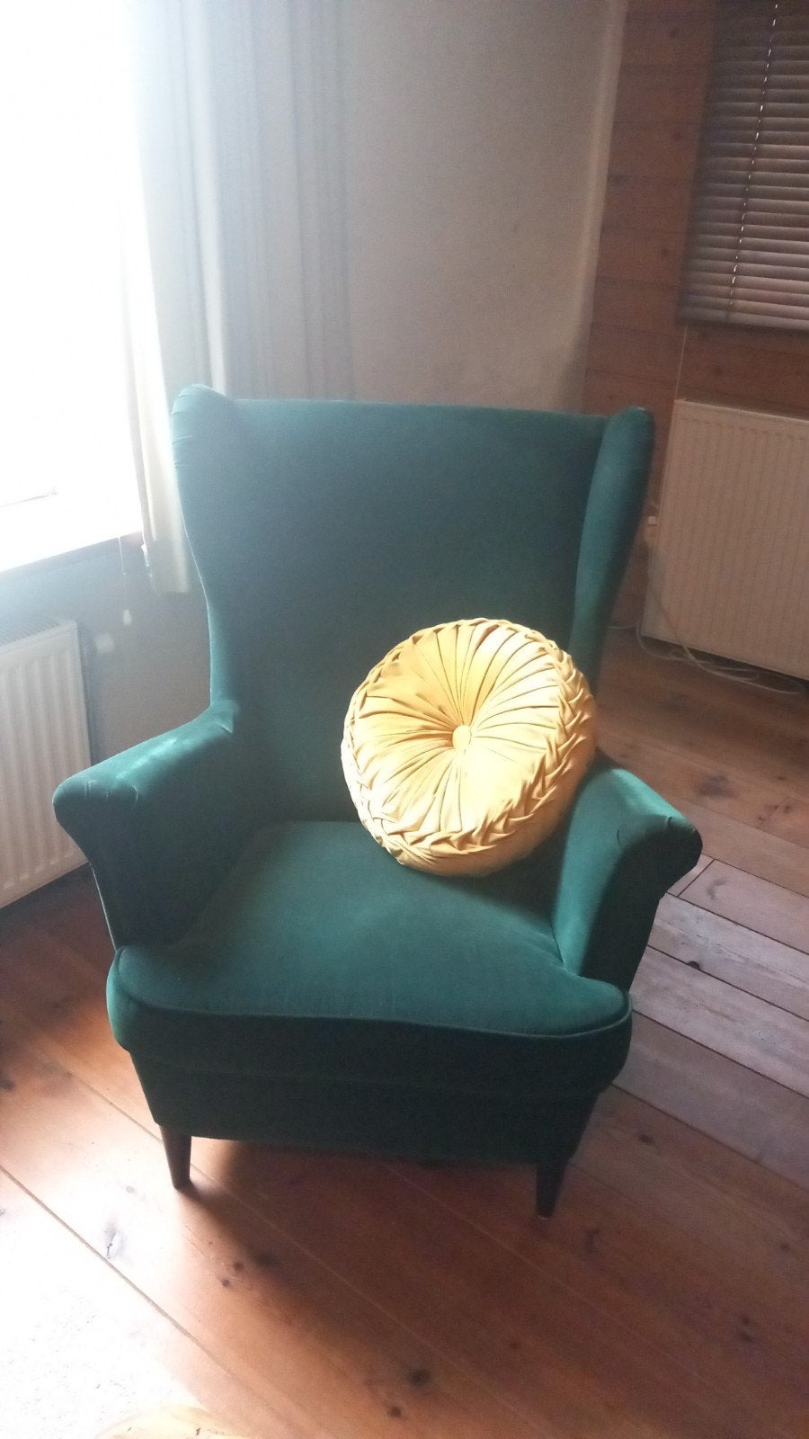oor fauteuil velours groen, Ophalen, Zo goed als nieuw, 75 tot 100 cm, 50 tot 75 cm