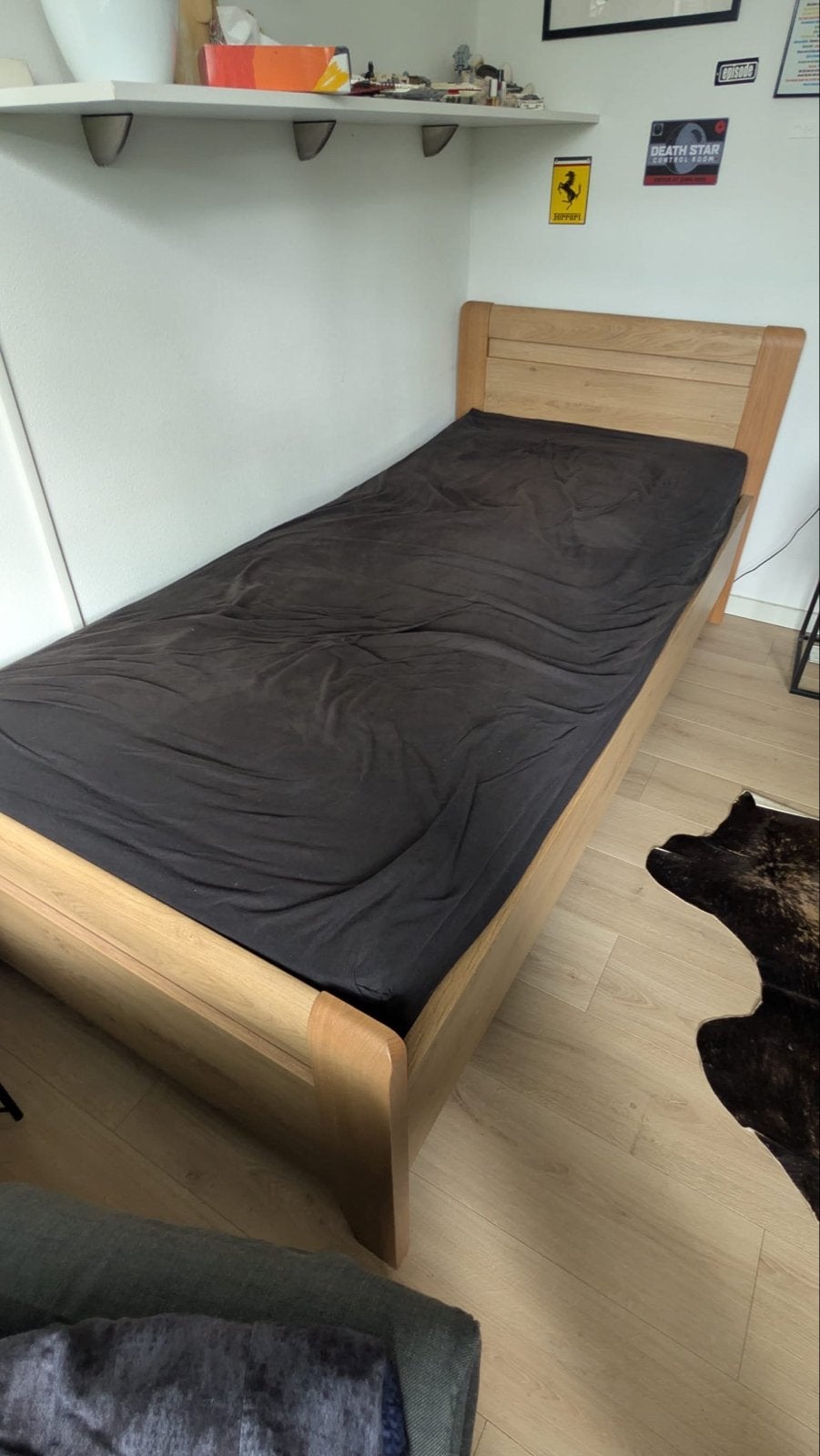 Eenpersoonsbed 100x220 incl. lattenbodem, Ophalen, 100 cm, Eenpersoons, Bruin