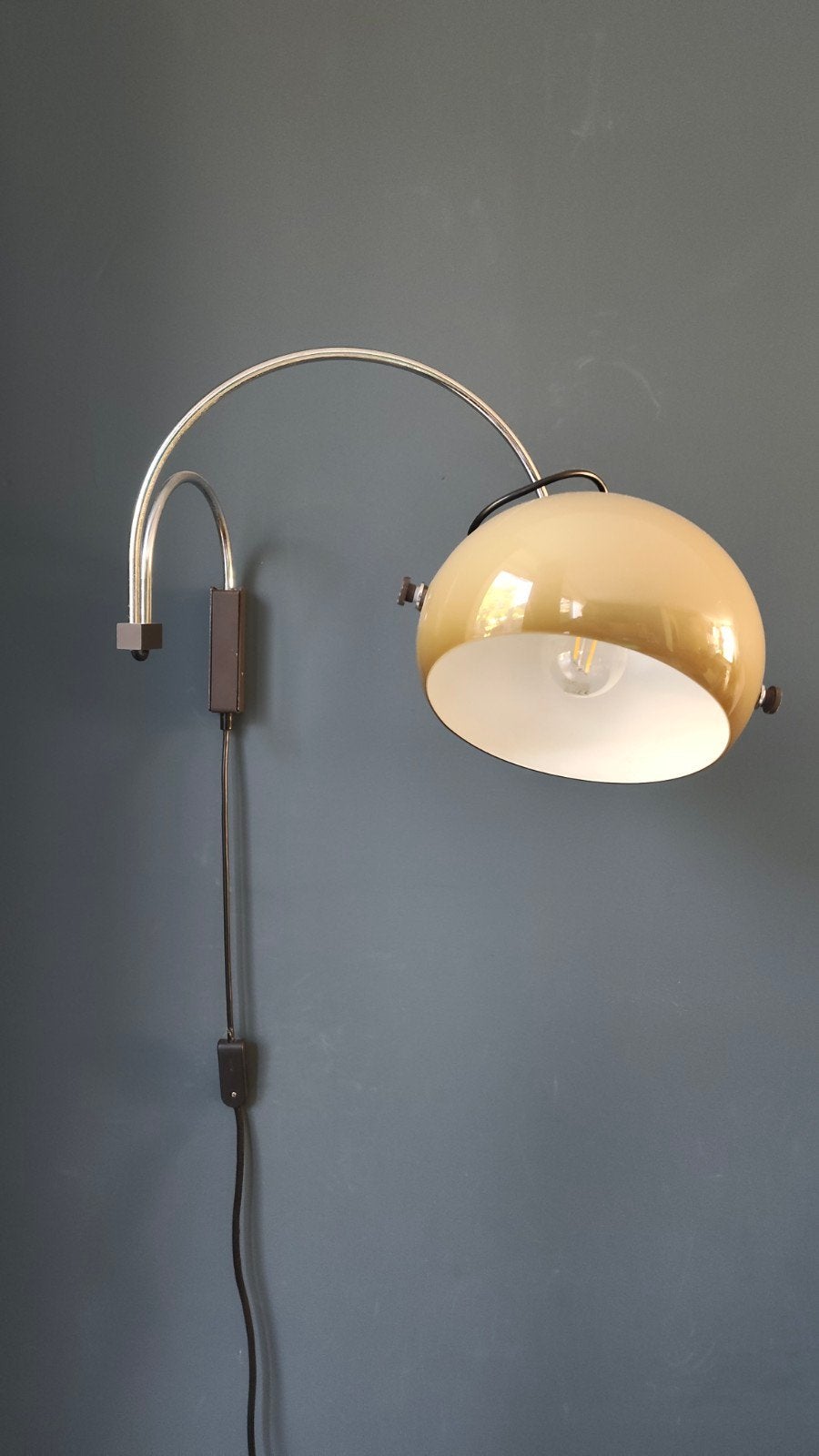 Vintage wandlamp van Dijkstra met verstelbare arm, Ophalen, Gebruikt, Met schakelaar, Wandlamp