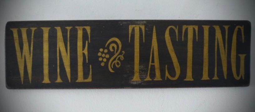 Hand geschilderd houten bord/Wine Tasting/Wijn proeverij, Huis en Inrichting, Vintage, Nieuw, 13 cm, Ophalen of Verzenden