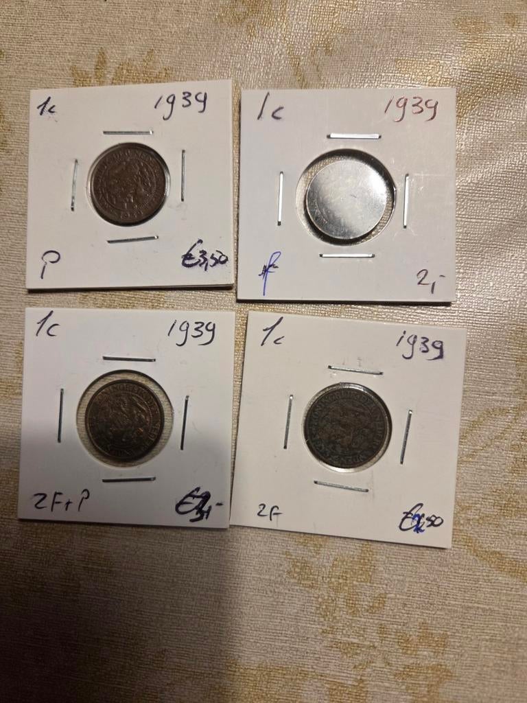 4x 1 Cent Munt 1939 Koningin Wilhelmina, Postzegels en Munten, Munten | Nederland, Ophalen of Verzenden, Koningin Wilhelmina