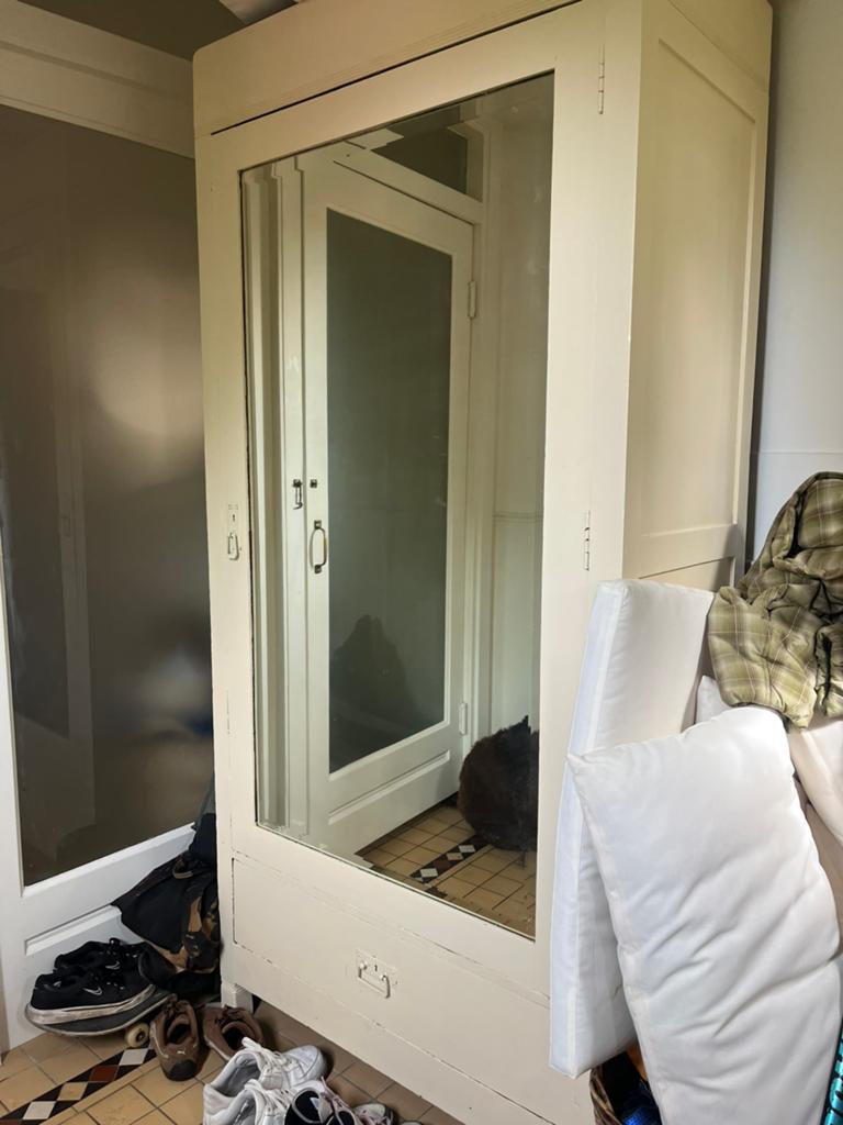 Brocante kast met spiegel, Ophalen, 50 tot 100 cm, Zo goed als nieuw, Minder dan 100 cm