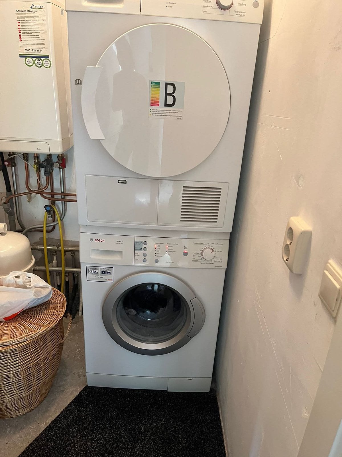 Bosch wasmachine en droger, Witgoed en Apparatuur, Wasmachines, Ophalen, Gebruikt, Handwasprogramma, Voorlader