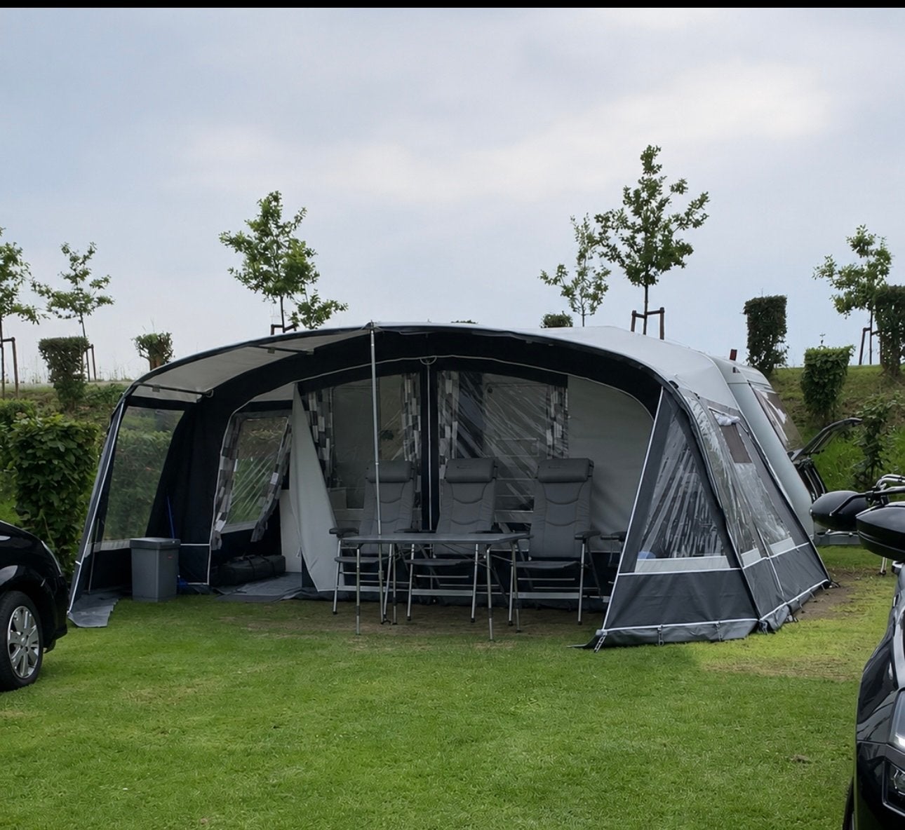 Dorema Onyx voortent met luifel, omloopmaat 9, staal frame, Ophalen, Zo goed als nieuw, Dorema