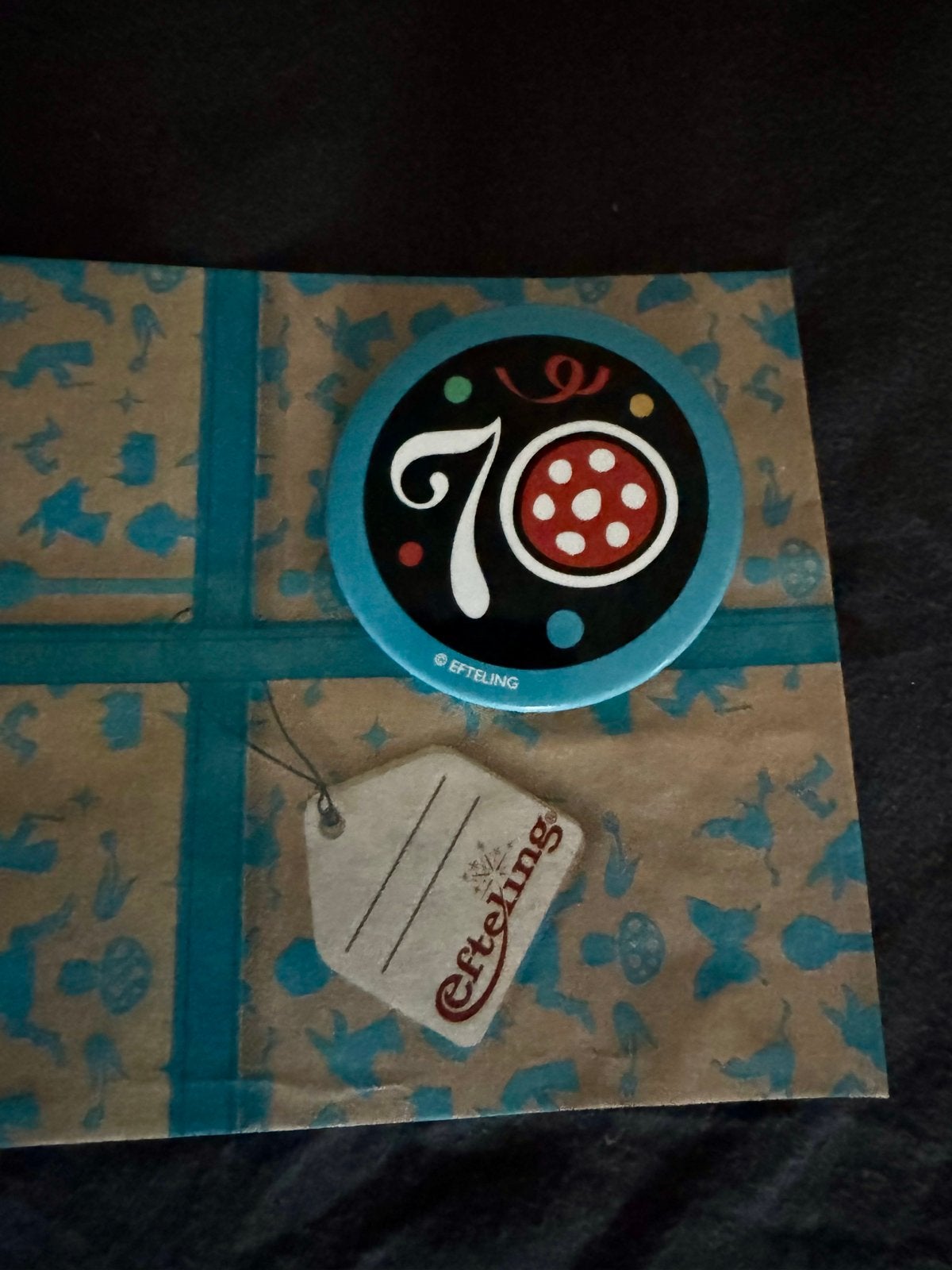 Efteling 70 jaar jubileum button - Blauw, Verzamelen, Efteling, Ophalen, Nieuw, Button of Speldje