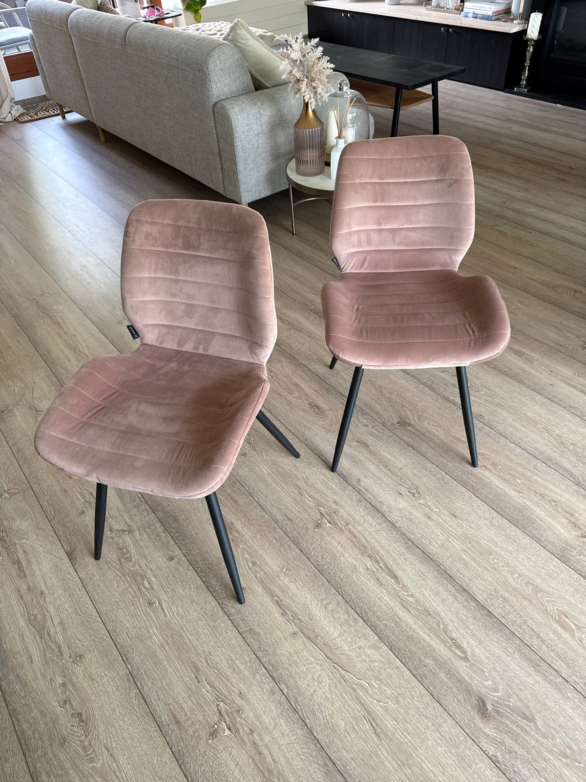 2x Bronx71 Velvet eetkamerstoel Toby roze, Ophalen, Twee, Overige kleuren, Zo goed als nieuw
