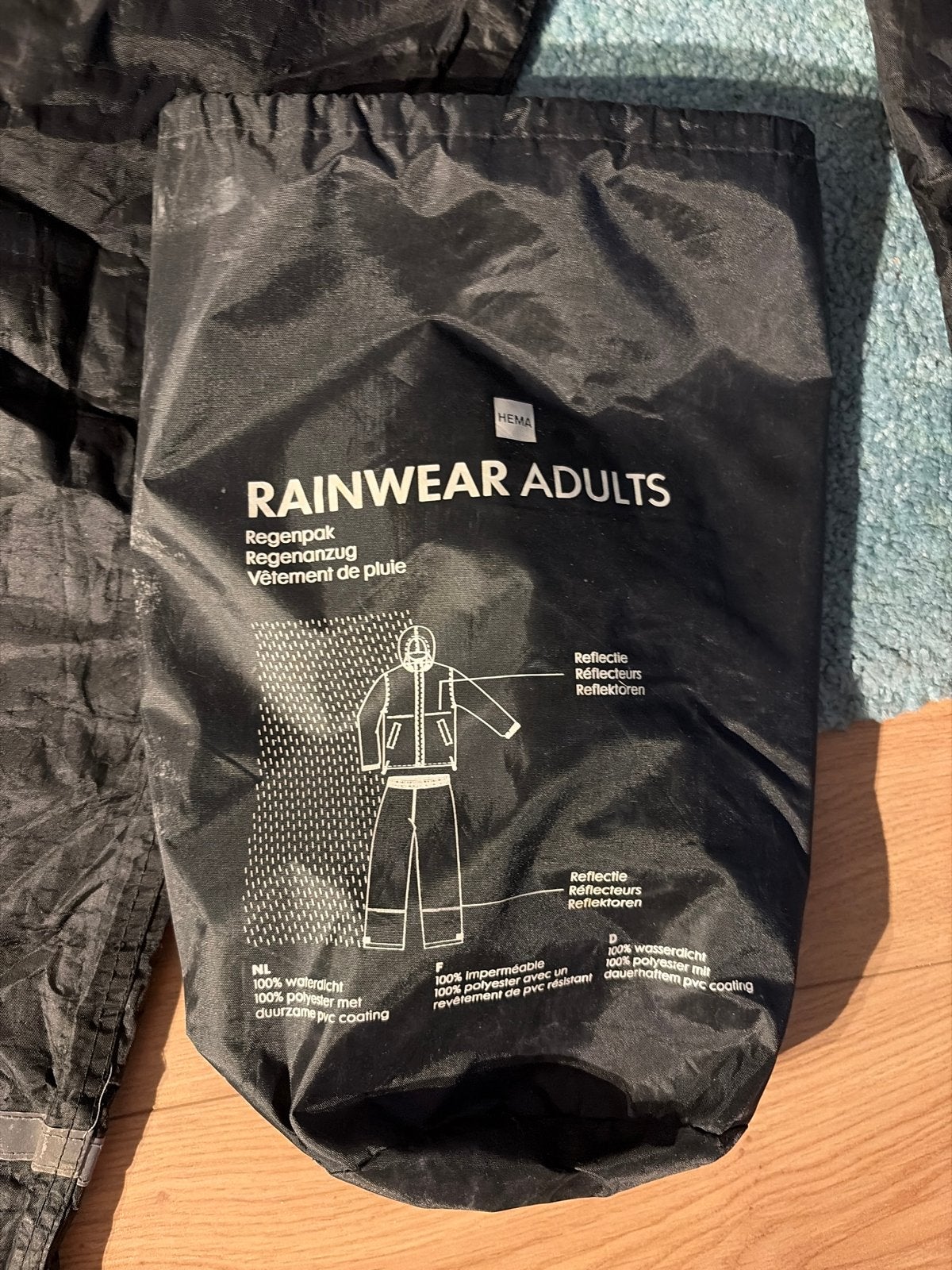 Hema Regenpak voor volwassenen - Zwart - XL, Caravans en Kamperen, Regenkleding, Ophalen of Verzenden, Gebruikt, Regenbroek, Heren