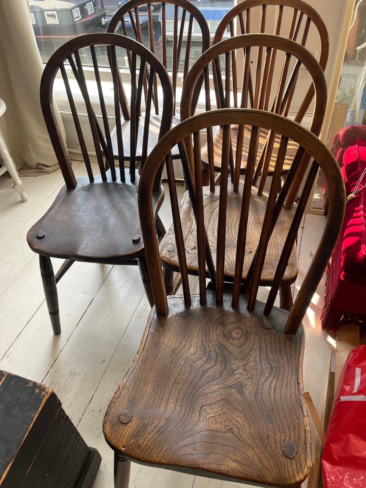 Set van 6 Engelse Windsor spijlenstoelen, ca. 1935, Ophalen