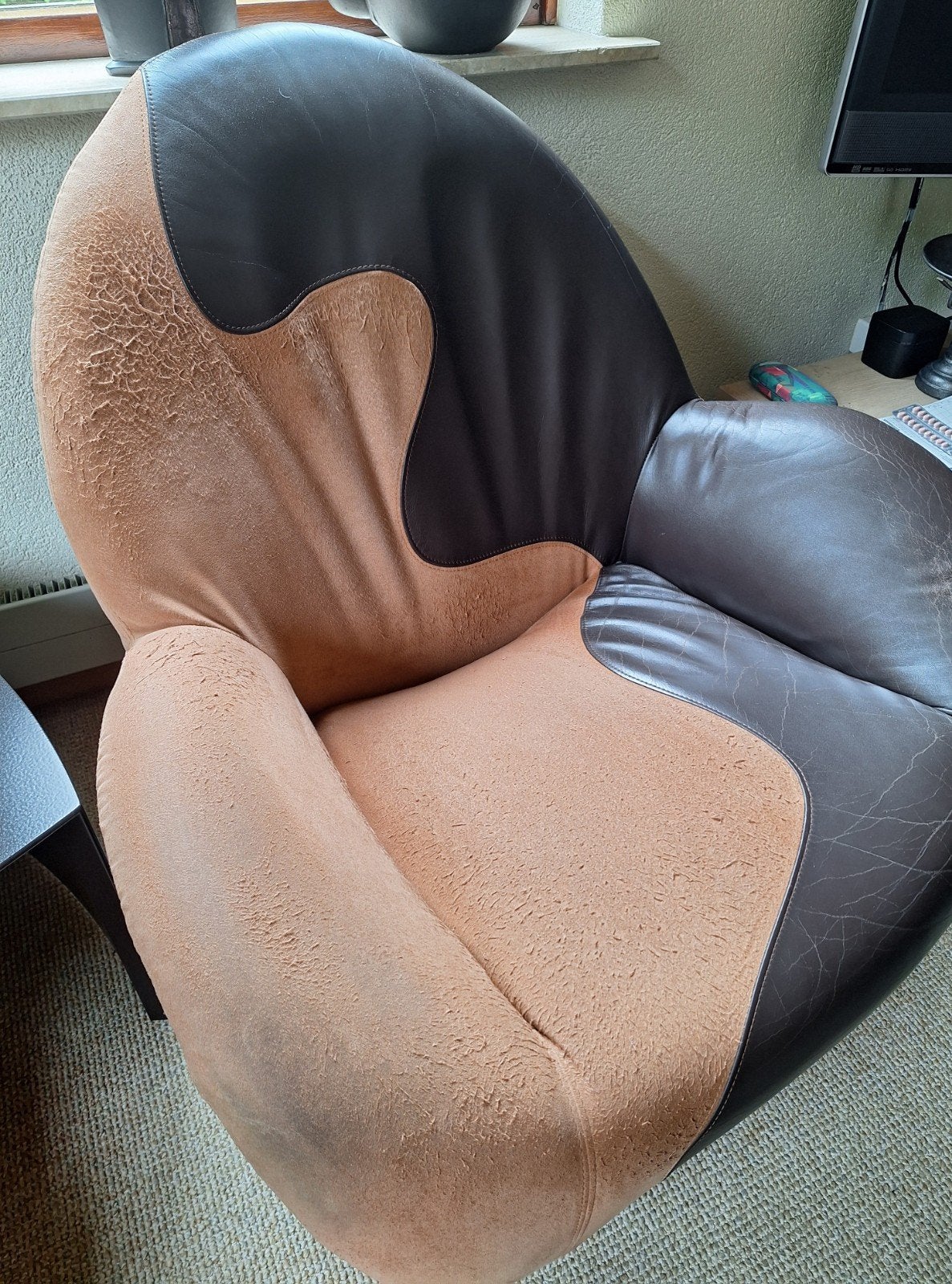 Leolux fauteuil met draaipoot - ca. 85 x 85 cm, Huis en Inrichting, Fauteuils, Ophalen, Gebruikt, 75 tot 100 cm, 75 tot 100 cm