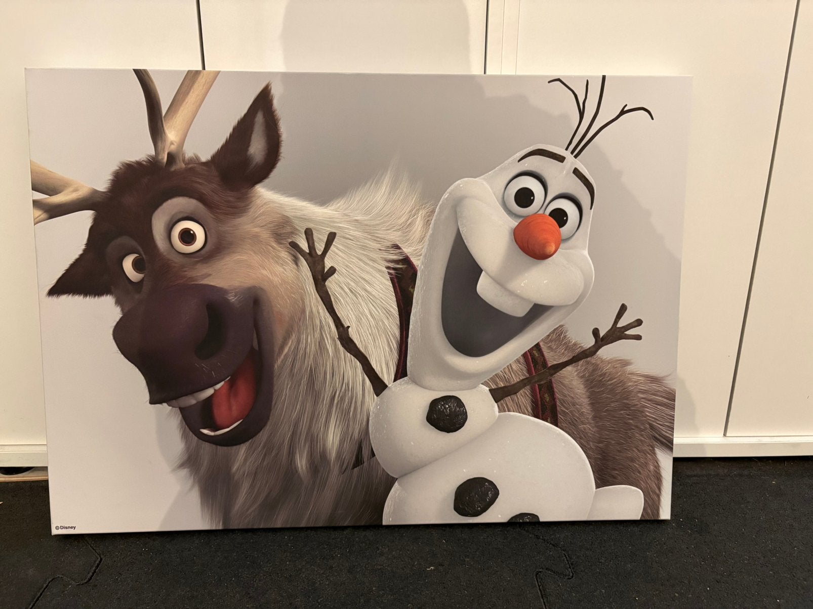Canvas Frozen: Olaf en Sven 70 x 50 cm, Ophalen, Zo goed als nieuw, Wanddecoratie