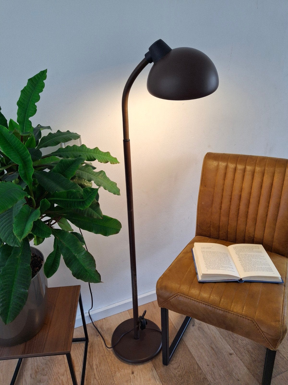 Vintage Herda vloerlamp standlamp met flexibele arm, Ophalen, Gebruikt, Vintage, Klassiek, E27 (groot)