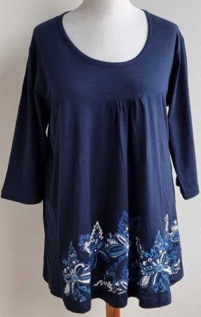 XLCollectie blauw tuniek shirt met print mt. 46/48 NIEUW, Blauw, XLCollectie, Maat 46/48 (XL) of groter, Nieuw