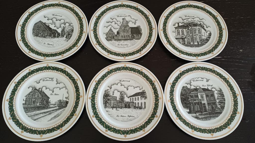 SET VAN 6 PORSELEINEN BORDEN 1250 JAAR WESTERVOORT, Ophalen