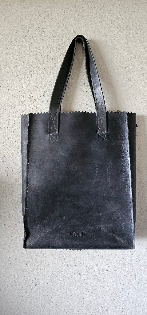 Myomy grijs leren tote bag (22725), Ophalen of Verzenden, Gebruikt, Grijs, Shopper
