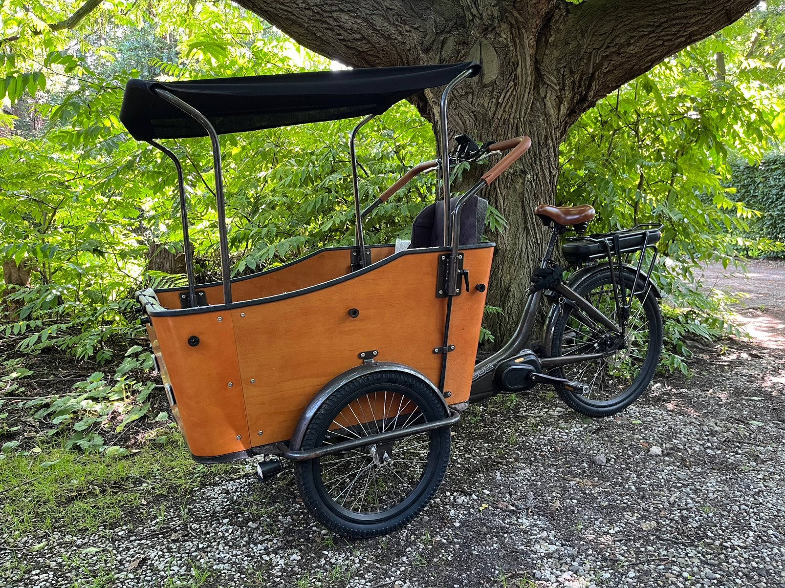 Elektrische bakfiets (Vogue e-cargo), 4 kinderen of meer, Gebruikt, Huif, Schijfrem