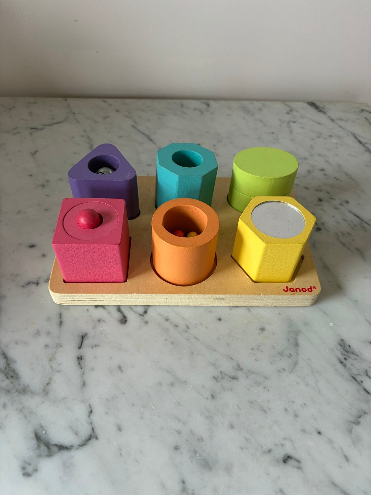 Janod Vormenstoof Houten Sorteerdoos met Vormen, Kinderen en Baby's, Ophalen, Zo goed als nieuw, Overige typen, Met geluid