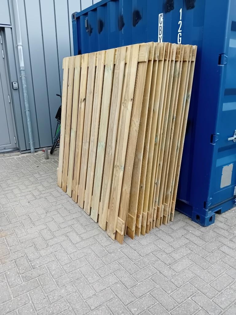 Schutting grenenhout – handgemaakt – 180x180 cm - 21 planks, Tuin en Terras, Schuttingen, Ophalen, 1 tot 2 meter, Minder dan 3 meter