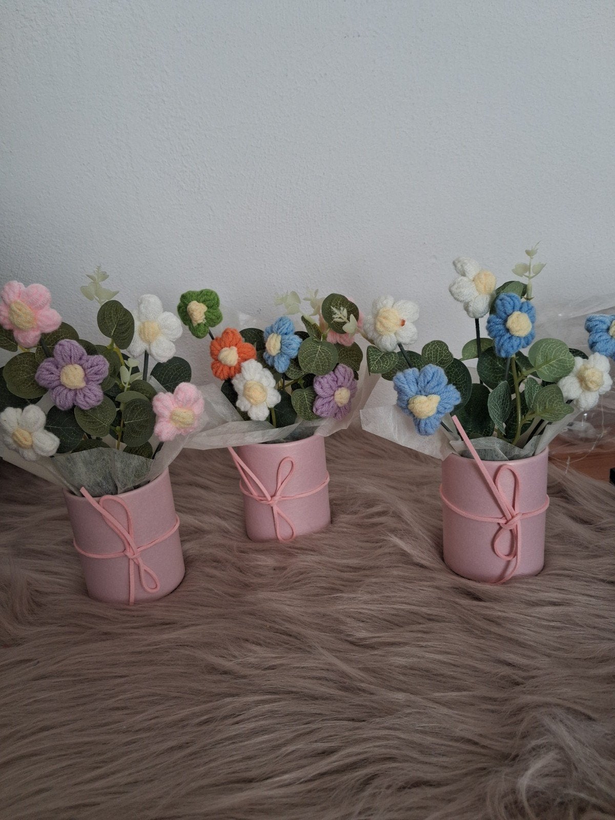 Gehaakte bloemen in pot met verlichting, Ophalen of Verzenden, Nieuw, Haken, Overige typen