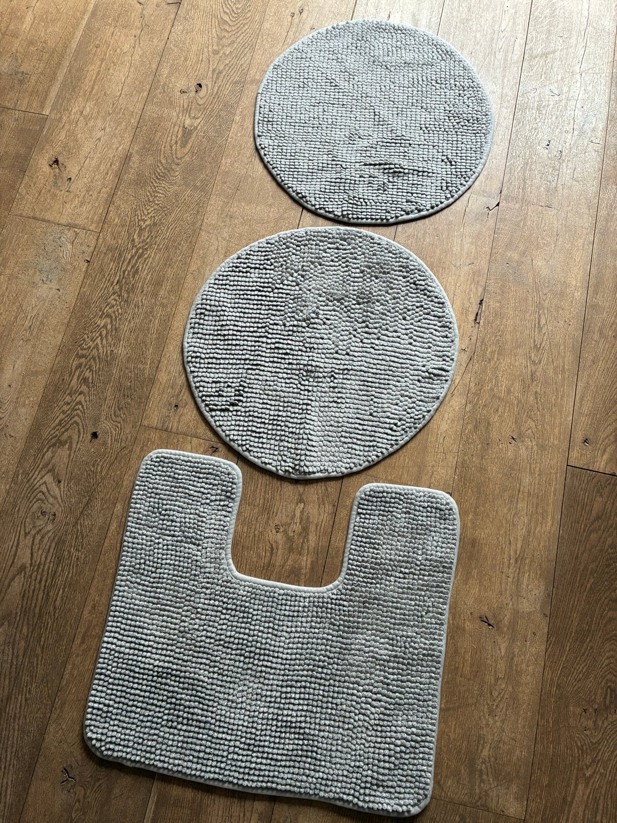 Set van 3 IKEA TOFTBO badmatten - grijs, IKEA, Ophalen of Verzenden, Zo goed als nieuw, Badmat