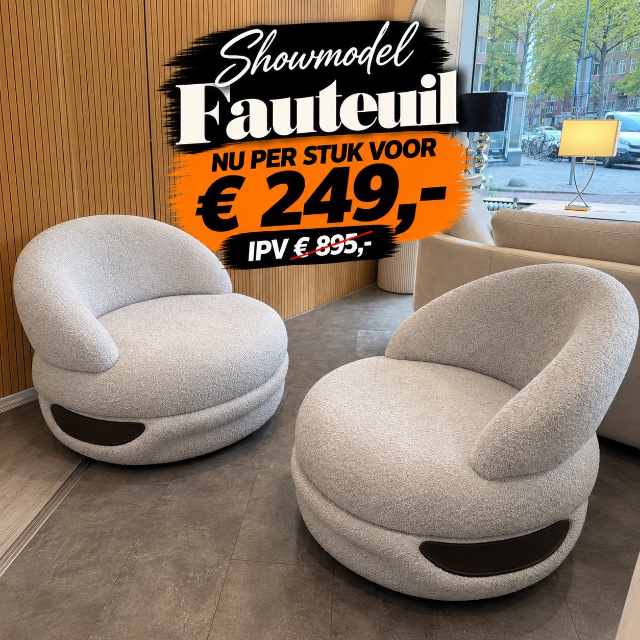 SHOWMODEL FAUTEUILS – MEGA OPRUIMING!, Huis en Inrichting, Ophalen, Nieuw, 75 tot 100 cm, 75 tot 100 cm