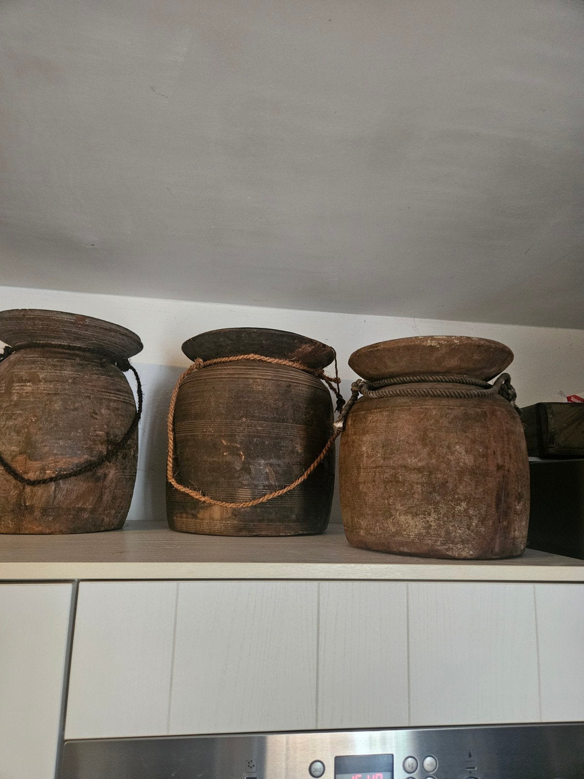 XL Nepalese houten pot 1, Ophalen of Verzenden, Zo goed als nieuw, Rond, Hout