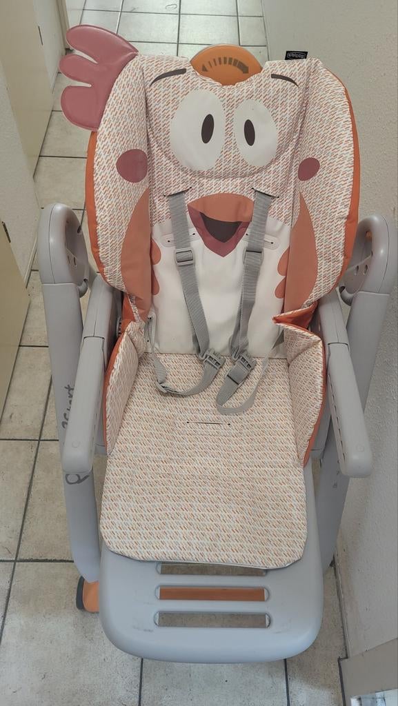 Chicco Polly 2 in 1 kinderstoel, grijs/oranje, Ophalen, Gebruikt, Meegroeistoel, Gordel(s)